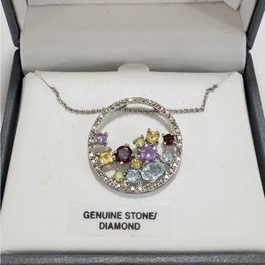 NWT Silver Plated Necklace w/ Gemstones MSRP $70